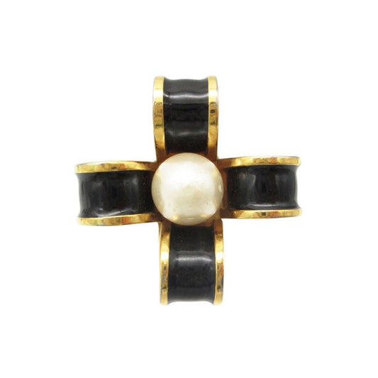 Chanel Single Earring Vintage Ribbon Pearl Gold