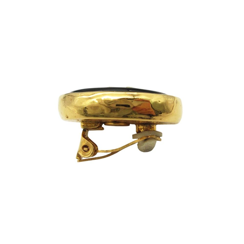 Chanel Single Earring Gripoix CC Logo Green — view 3