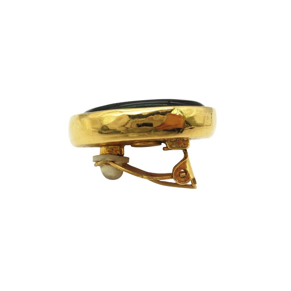 Chanel Single Earring Gripoix CC Logo Green — view 4