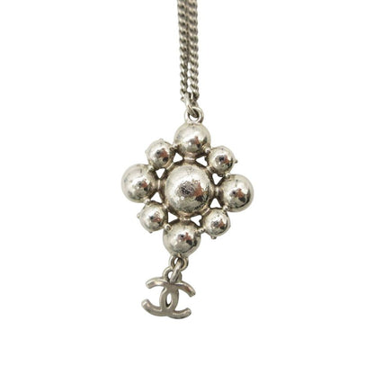 Chanel Necklace CC Logo Metal Rhinestone Silver — view 3