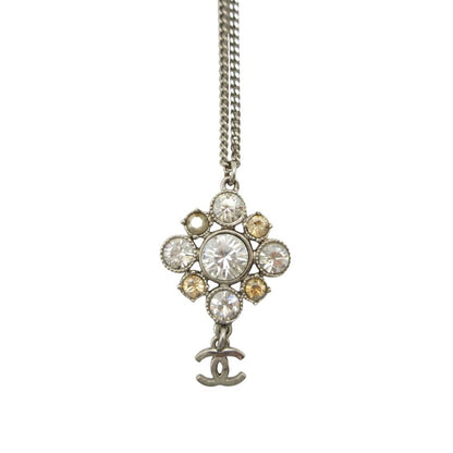 Chanel Necklace CC Logo Metal Rhinestone Silver — view 2