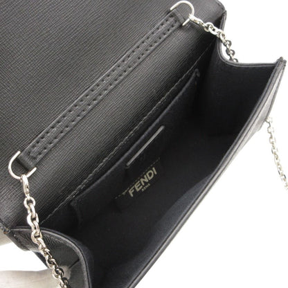 Fendi Shoulder Bag Vitello Elite Leather Monster Clutch Chain Black — view 7
