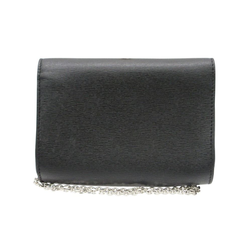 Fendi Shoulder Bag Vitello Elite Leather Monster Clutch Chain Black — view 3