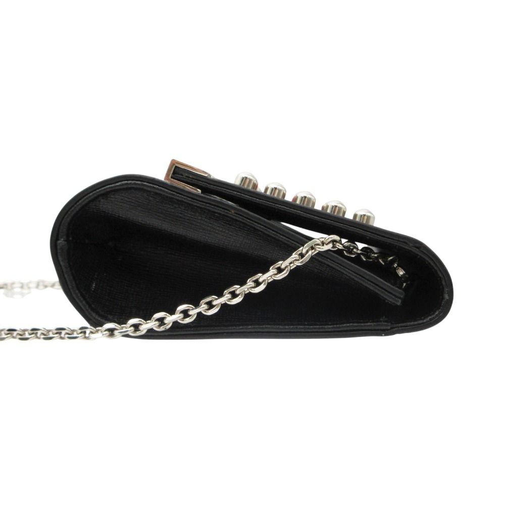 Fendi Shoulder Bag Vitello Elite Leather Monster Clutch Chain Black — view 5