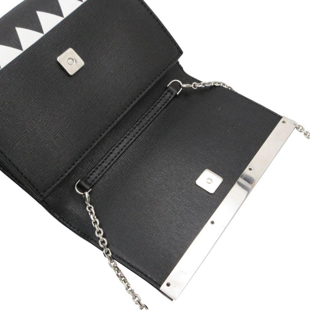 Fendi Shoulder Bag Vitello Elite Leather Monster Clutch Chain Black — view 6