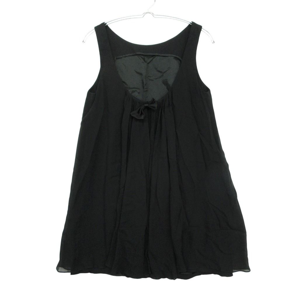 Dolce & Gabbana Dress Ribbon Silk Vintage Sleeveless Mini Chiffon Black