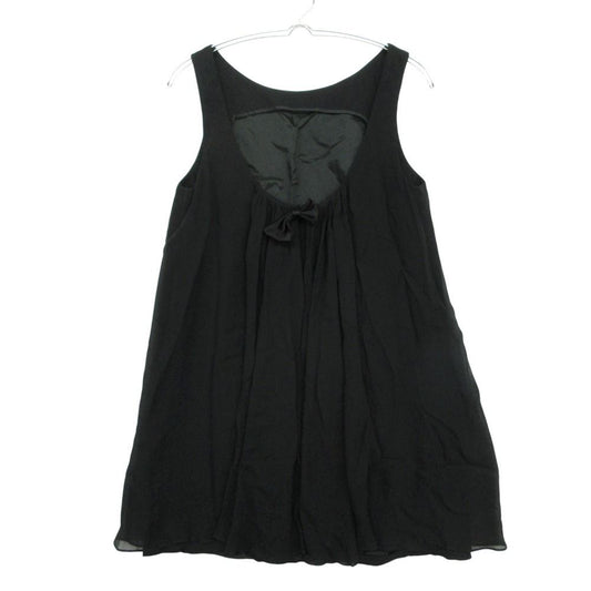 Dolce & Gabbana Dress Ribbon Silk Vintage Sleeveless Mini Chiffon Black