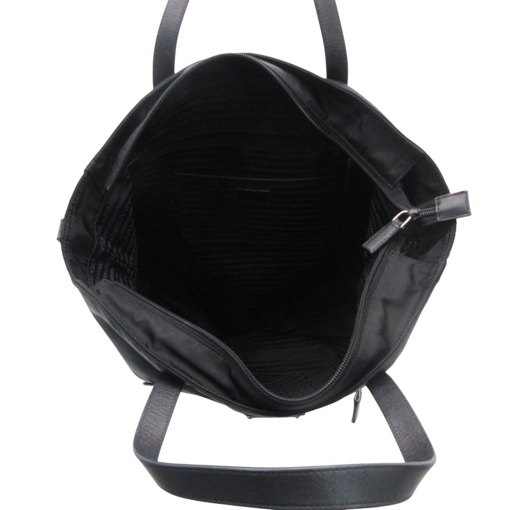 Prada Tote Bag Triangle Logo Nylon 2-Way Purse Black — view 6