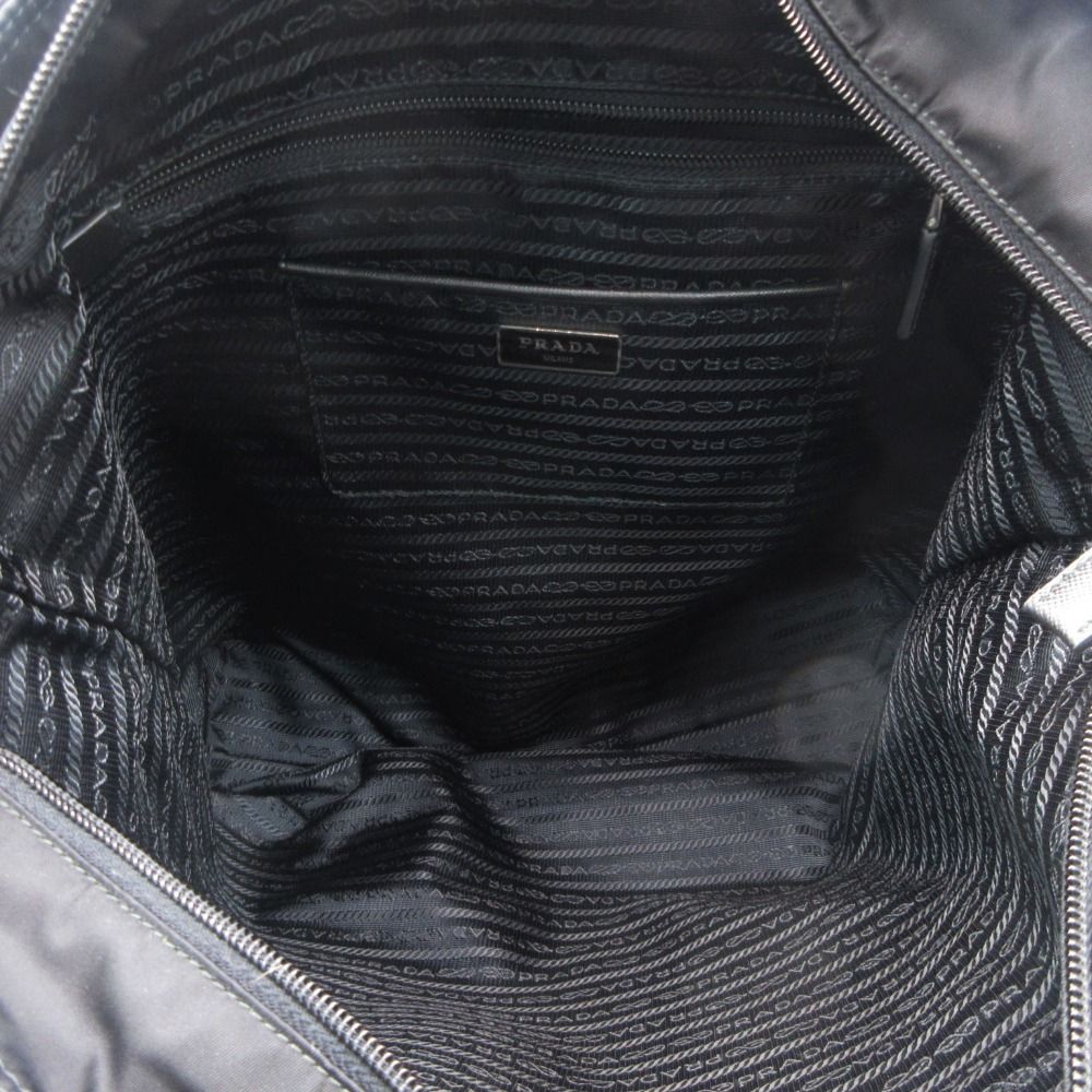 Prada Tote Bag Triangle Logo Nylon 2-Way Purse Black — view 7
