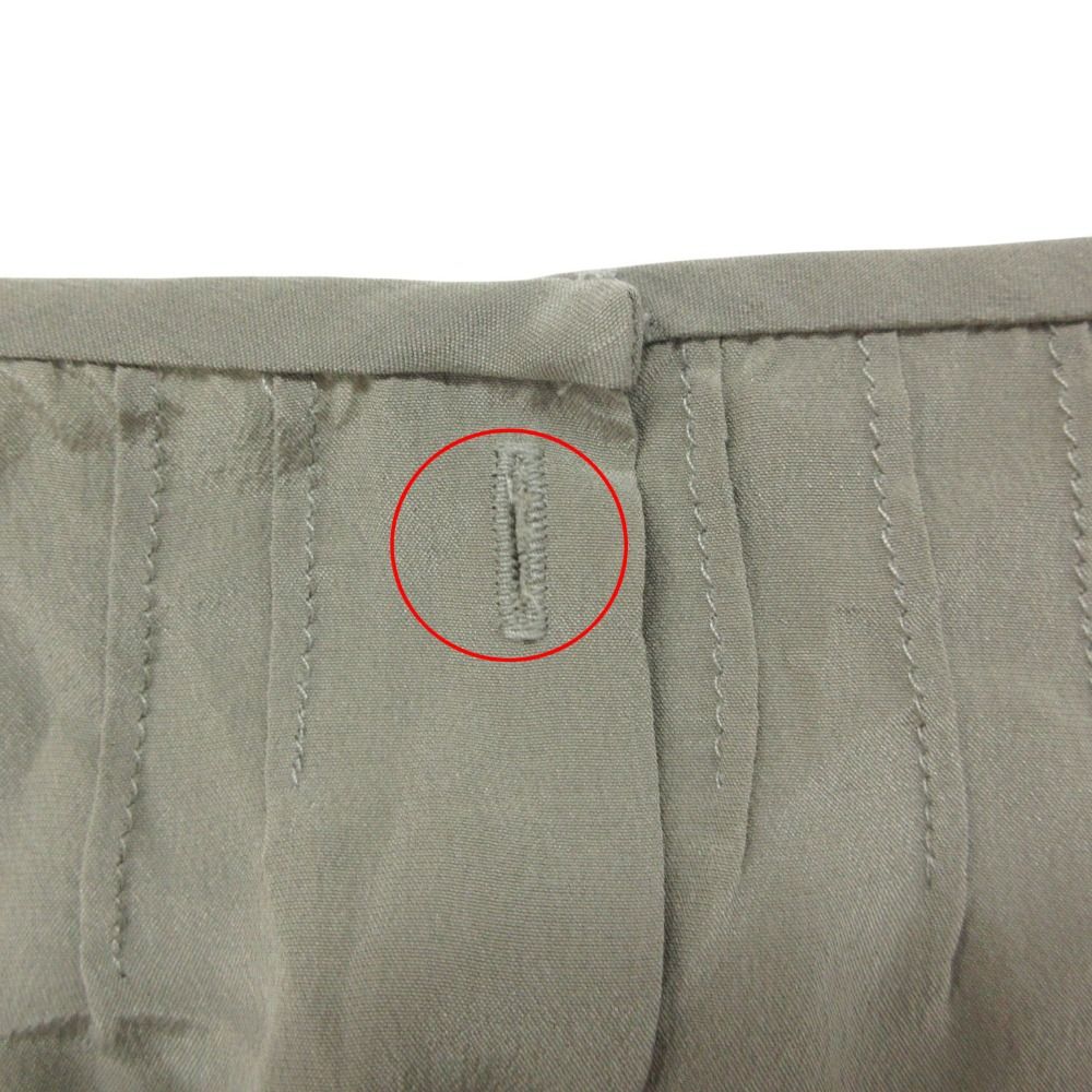 Chanel Dress 100% Silk CC Logo with Button Sleeveless Knee Length Khaki Green — view 4