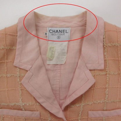 Chanel Tailored Jacket Linen Checker Tweed Outer CC Logo Button Shoulder — view 7