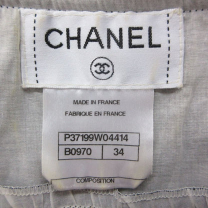 Chanel Blouse Chiffon Quilted Frill See Through Top Short Sleeve Black — view 4