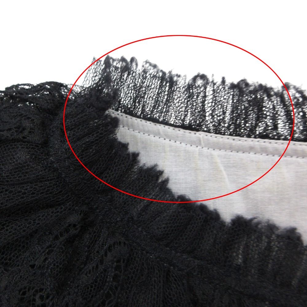 Chanel Blouse Chiffon Quilted Frill See Through Top Short Sleeve Black — view 3