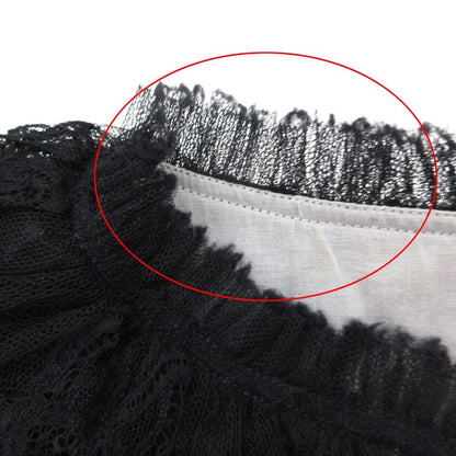 Chanel Blouse Chiffon Quilted Frill See Through Top Short Sleeve Black — view 3