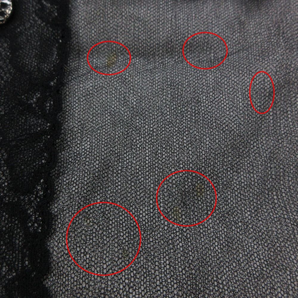 Chanel Blouse Chiffon Quilted Frill See Through Top Short Sleeve Black — view 6
