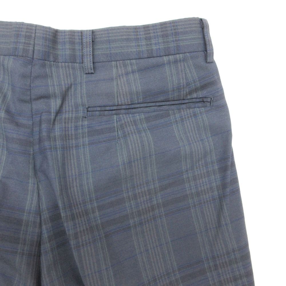 Dior Pants Trousers Tuck Pleated Black Watch Pattern Zip Fly Navy — view 4