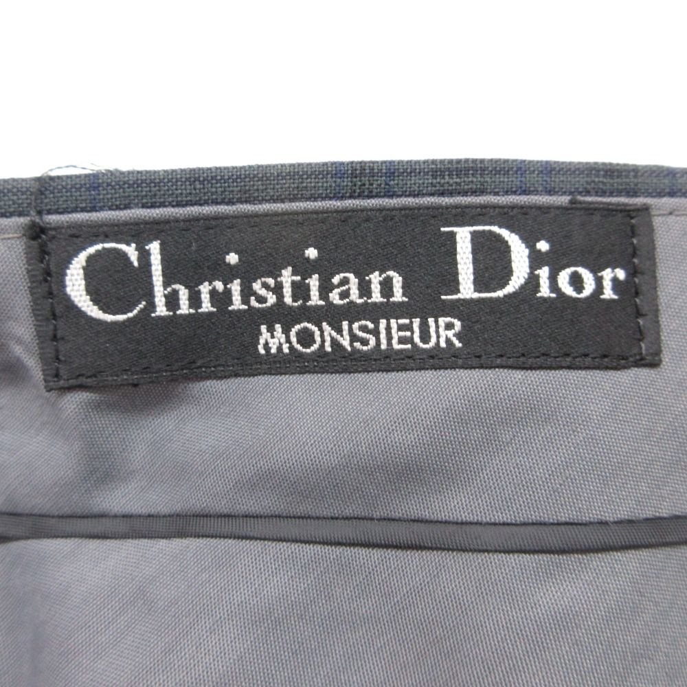 Dior Pants Trousers Tuck Pleated Black Watch Pattern Zip Fly Navy — view 7