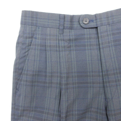 Dior Pants Trousers Tuck Pleated Black Watch Pattern Zip Fly Navy — view 3