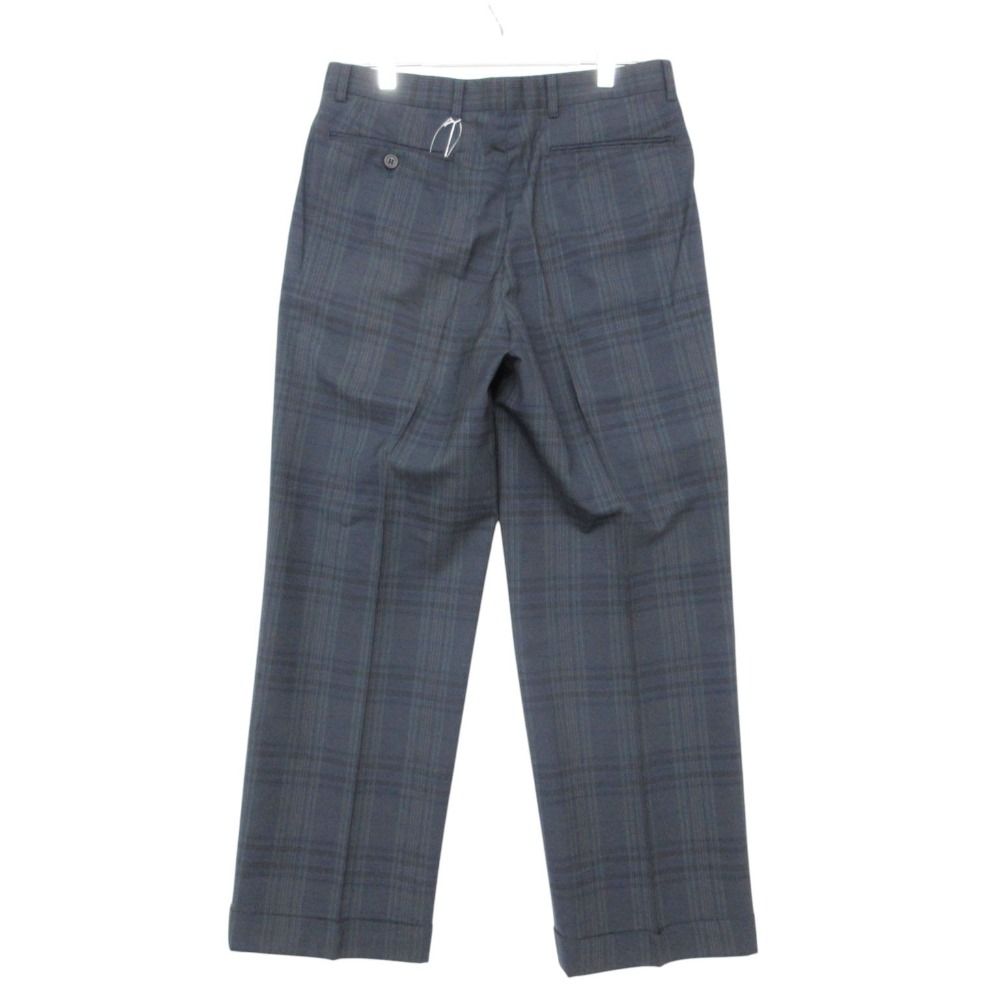 Dior Pants Trousers Tuck Pleated Black Watch Pattern Zip Fly Navy — view 2