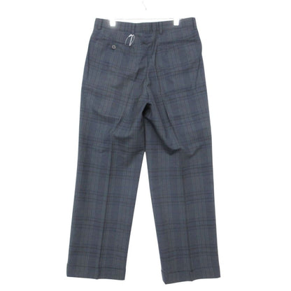 Dior Pants Trousers Tuck Pleated Black Watch Pattern Zip Fly Navy — view 2