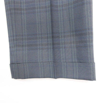 Dior Pants Trousers Tuck Pleated Black Watch Pattern Zip Fly Navy — view 5