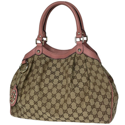 Gucci Handbag Sukey GG Pattern Canvas Beige Pink