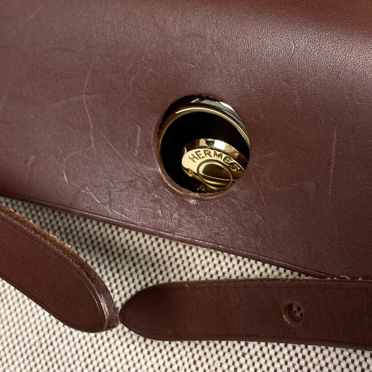 Hermes Herbag PM 2-Way Shoulder Bag Toile H Natural Brown — view 4