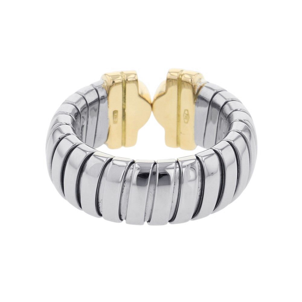 Bvlgari Ring Palentesi Tobogas Diamond 18K Yellow Gold SS Stainless Steel — view 3
