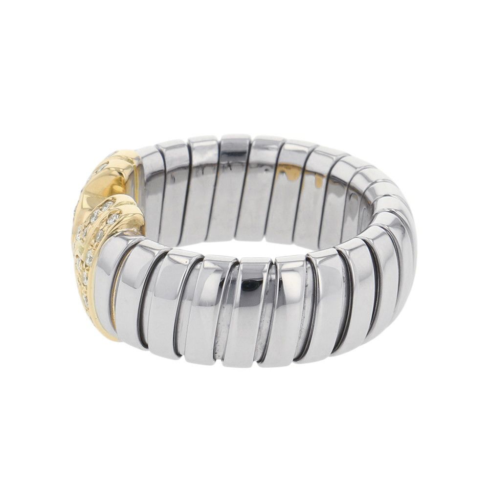 Bvlgari Ring Palentesi Tobogas Diamond 18K Yellow Gold SS Stainless Steel — view 2