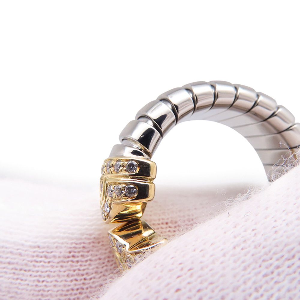 Bvlgari Ring Palentesi Tobogas Diamond 18K Yellow Gold SS Stainless Steel — view 6