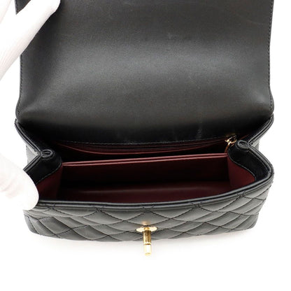 Chanel Quilted CC Logo Coco Handle Lambskin 2-Way Shoulder Bag Black — view 7