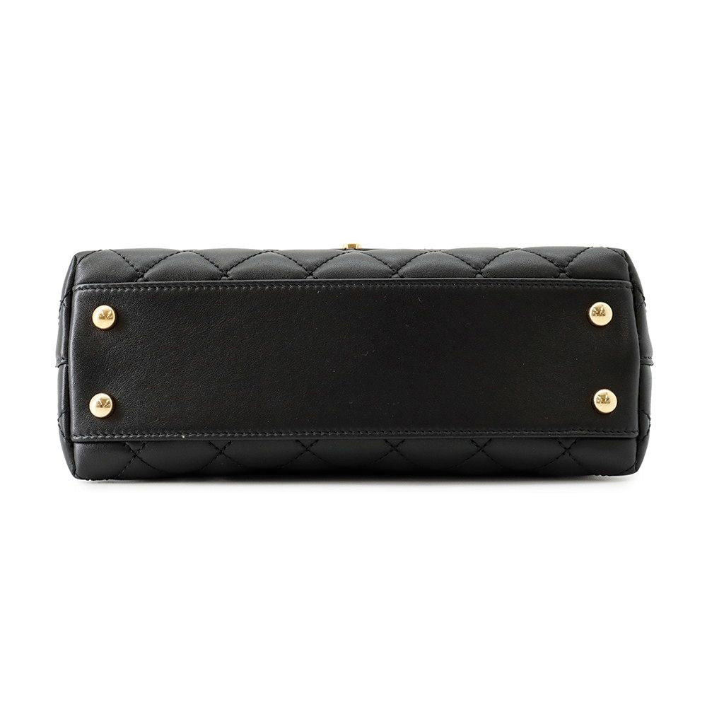 Chanel Quilted CC Logo Coco Handle Lambskin 2-Way Shoulder Bag Black — view 3