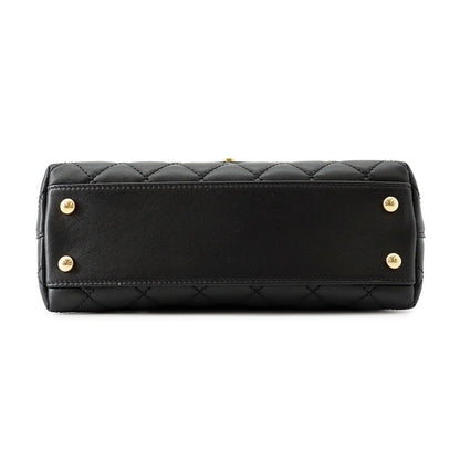 Chanel Quilted CC Logo Coco Handle Lambskin 2-Way Shoulder Bag Black — view 3