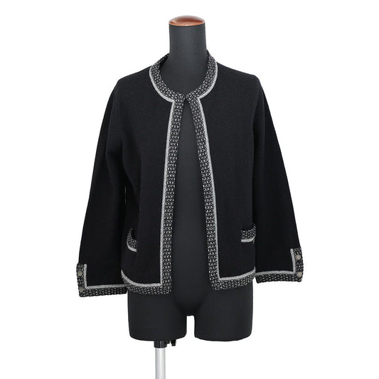 Chanel Cardigan CC Logo Cashmere 40 Black
