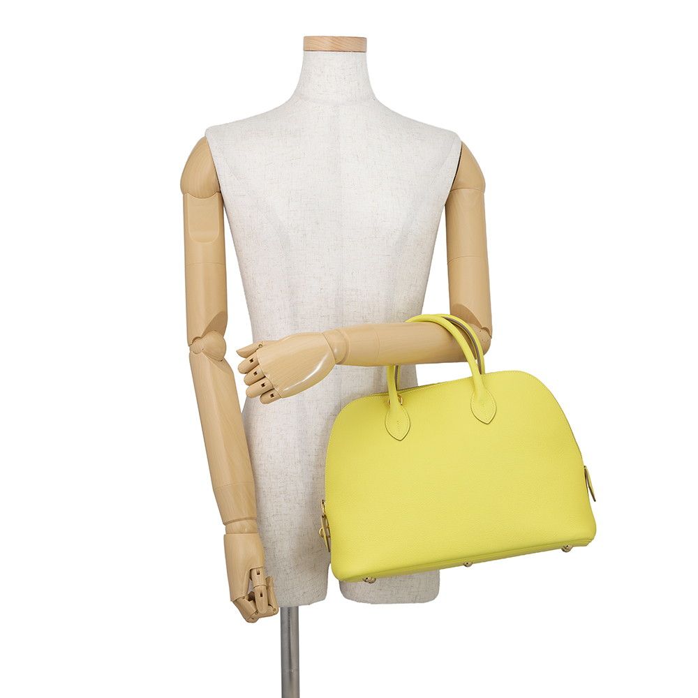 Hermes Handbag Bolide 1923 30 Lime Gold Evercolor 2-Way — view 4