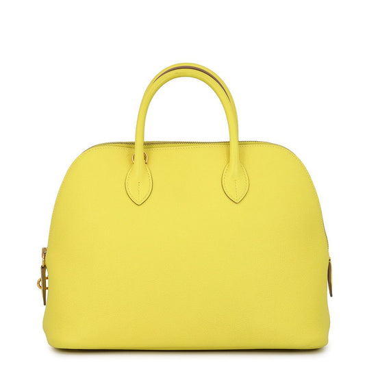 Hermes Handbag Bolide 1923 30 Lime Gold Evercolor 2-Way