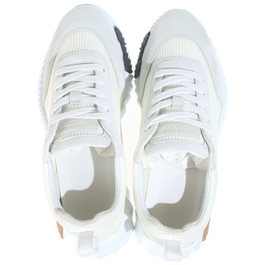 Hermes Bouncing Leather Mesh Suede Low-Cut Sneakers White 37 — view 4