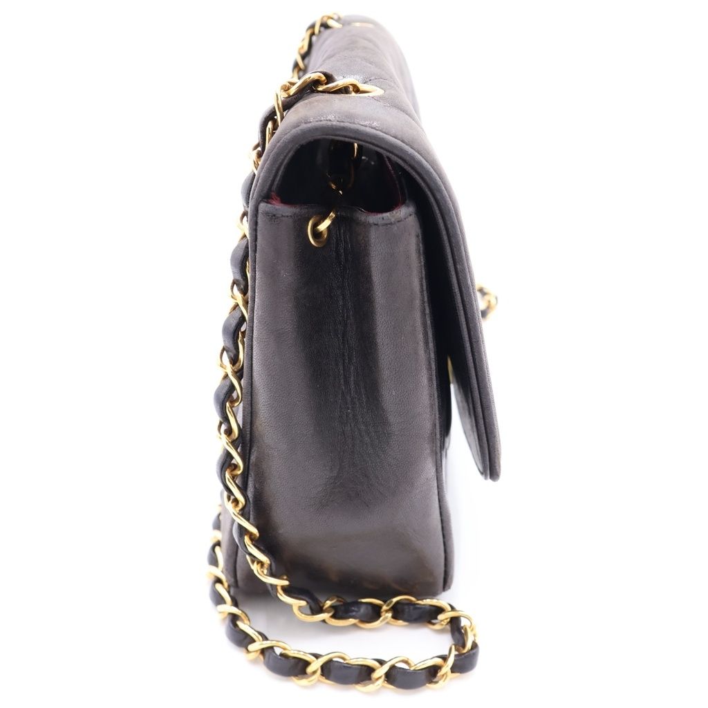 Chanel Diana 25 S Flap S Chain Shoulder Bag Black Lambskin Gold — view 3
