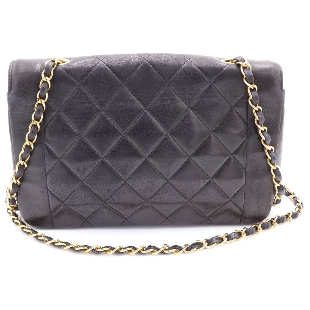 Chanel Diana 25 S Flap S Chain Shoulder Bag Black Lambskin Gold — view 2