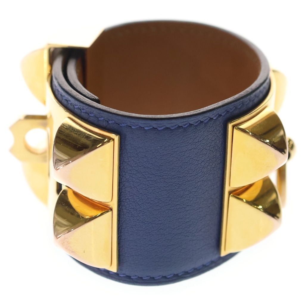 Hermes Collier de Chien Bangle Bracelet Brown Swift Leather — view 3