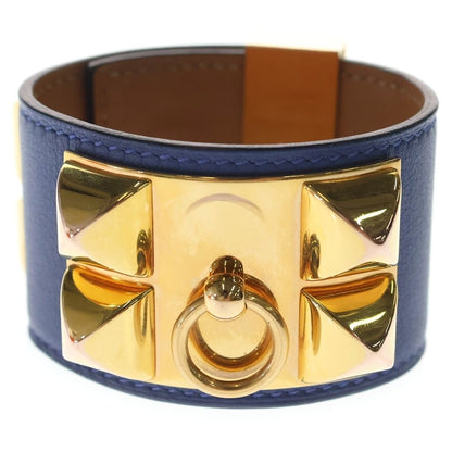 Hermes Collier de Chien Bangle Bracelet Brown Swift Leather — view 4
