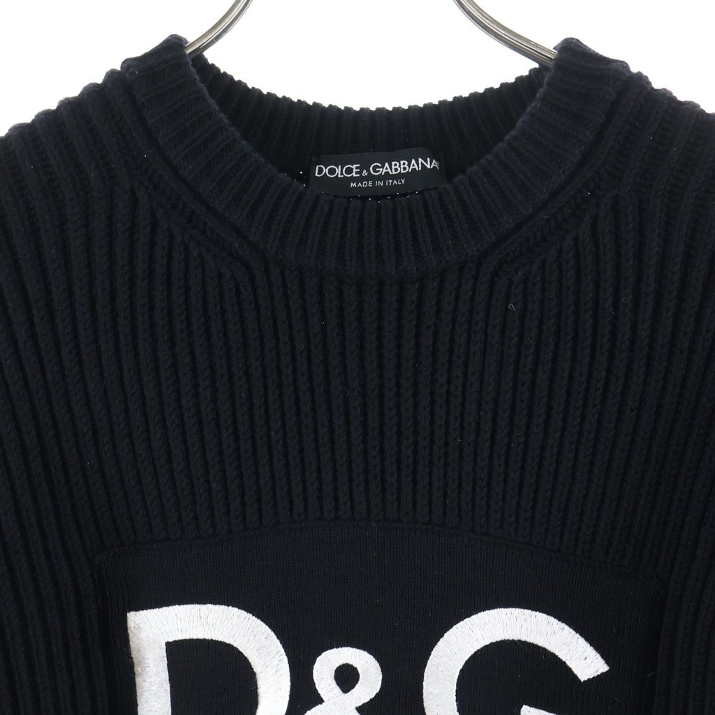 Dolce & Gabbana D&G Logo Embroidery Wool Crew Neck Long Sleeve Knit Sweater — view 3