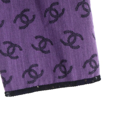 Chanel CC Logo Collarless Jacket Purple Cotton 36 — view 5