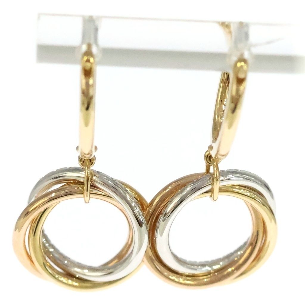 Cartier Trinity Pave Diamond Earrings Gold 18K Yellow 18K White Pink — view 5