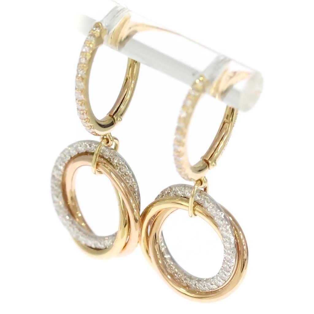 Cartier Trinity Pave Diamond Earrings Gold 18K Yellow 18K White Pink — view 4