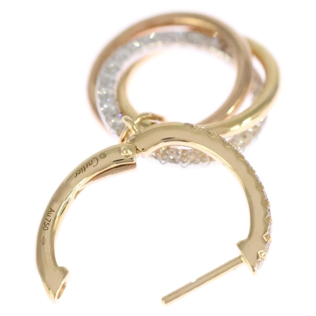 Cartier Trinity Pave Diamond Earrings Gold 18K Yellow 18K White Pink — view 3