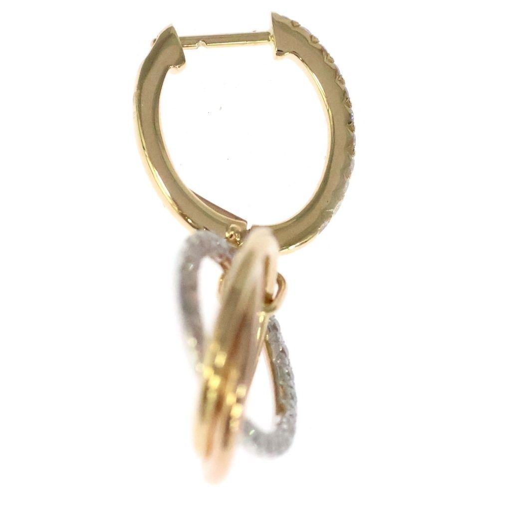 Cartier Trinity Pave Diamond Earrings Gold 18K Yellow 18K White Pink — view 6