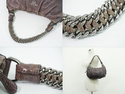 Prada Leather Chain Shoulder Bag Brown — view 6
