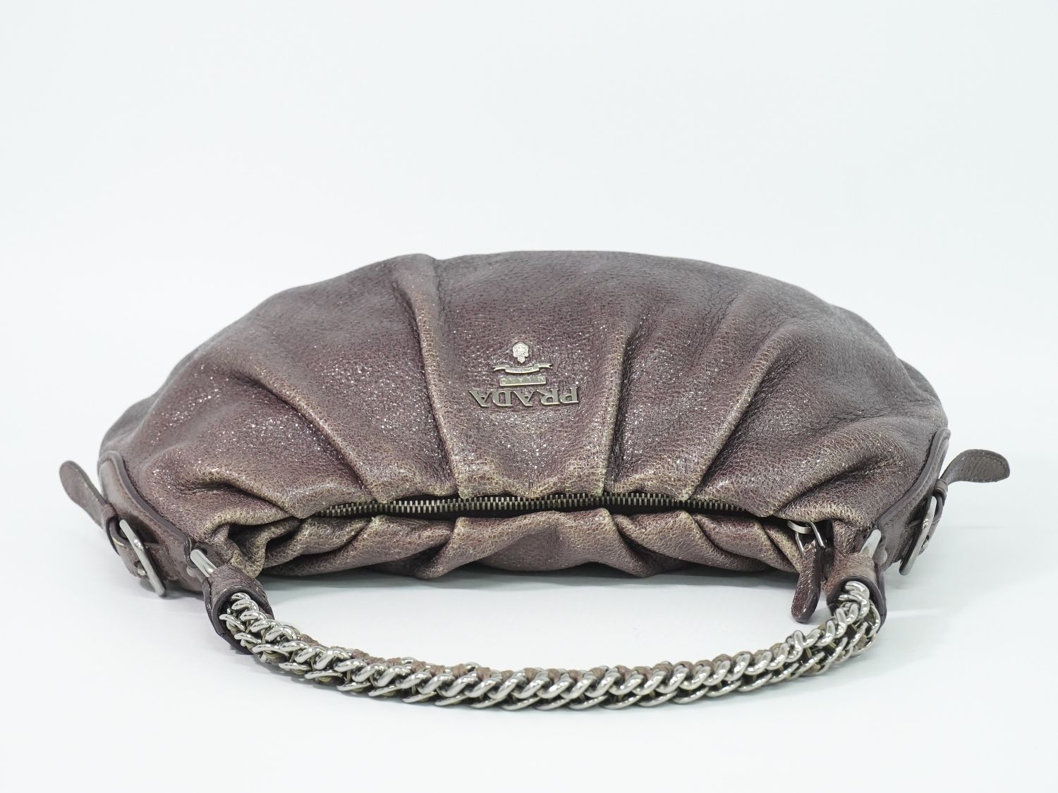 Prada Leather Chain Shoulder Bag Brown — view 5