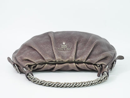 Prada Leather Chain Shoulder Bag Brown — view 5